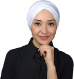 Dört Bantlı Çapraz Dış Tesettür Bonesi Hazır Türban Penye