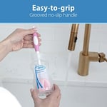 Dr. Brown's Yeniden Kullanılabilir Sünger Biberon Temizleme Fırçası, Vantuz Standı, Scrubber ve Temizleyici, Pembe 1'li Paket