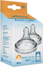 Dr. Brown's 3. Seviye Geniş Ağız Silikon Biberon Emziği, İkili Paket