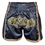 Dragon Thai Nakışlı Kick Boks ve Muay Thai Şortu Siyah MT3090 (Siyah, S)