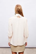 Drape Detaylı Bluz - Bej