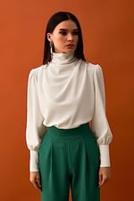 Drape Detaylı Bluz - Ekru