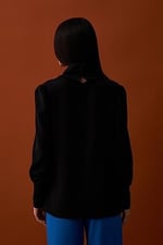 Drape Detaylı Bluz - Siyah