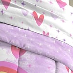 dream FACTORY Çocuk 5 Parçalı Komple Set Kolay Yıkanır Süper Yumuşak Mikrofiber Yorgan Yatağı, İkiz, Mor Tek Boynuzlu At Gökkuşağı - Seçenekler: Full, Twin