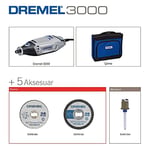 Dremel 3000 Amazon Özel Çok Amaçlı El Motoru, 130 W, 5 Aksesuarlı