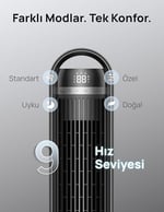 DREO 42 İnç Akıllı Kule Tipi Fan, 9 m/s Yüksek Hızlı Serinletme, 9 Hız Kademesi, 25 dB, 4 Çalışma Modu, 90° Salınım, 12 Saat Zamanlayıcı, Wi-Fi/Alexa/Uzaktan Kumanda Desteği