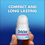 Driclor Roll-On Antiperspirant 20 ml Erkek Kadın İçin Terlemeye Karşı Etkili Pudrasız Formül