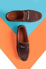 Ducavelli Halb Hakiki Deri Erkek Günlük Ayakkabı, Loafer Ayakkabı, Hafif Ayakkabı, Tokalı Loafer, Süet Ayakkabı Kahverengi, 45