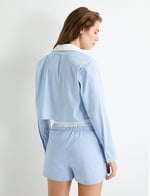 Düğmeli Pijama Üstü Uzun Kollu Pamuklu