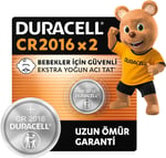 Duracell 2016 Lityum Düğme Piller (2’Li Paket) 3V, Bebek Güvenlik Teknolojisi, Anahtarlık, Ev Tipi Kumandalar, Akıllı Bilekliklerde Kullanım, Bebek Güvenlikli Paketleme