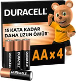 Duracell AA Alkalin Kalem Pil (4'lü paket) 1,5 V LR6/MN1500