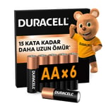 Duracell AA Alkalin Kalem Pil (6'Lı Paket) 1,5 V Lr6/Mn1500