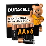 Duracell AA Alkalin Kalem Pil (6'Lı Paket) 1,5 V Lr6/Mn1500