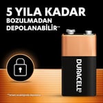 Duracell Basic Alkalin 9V Pil (1'Li Paket) – Çok Amaçlı Alkalin Pil 9V – Daha Uzun Ömürlü – Günlük Cihazlar Için Güvenilir Güç – Plastik Içermeyen Ambalaj - Mn1604