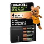 Duracell Cef 14 Pil Şarj Cihazı, 4 Saat (1 Adet) Ve Şarj Edilebilir AA Ve AAA Pil (2'Şer Adet)
