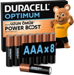 Duracell Optimum AAA Ince Kalem Pil (8’Li Paket) - Alkalin Pil 1,5V - Pil Saklama Paketi - Lr03 Mx2400