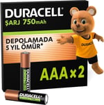 Duracell Şarj Edilebilir AAA Ince Kalem Pil (2'Li Paket) 750 Mah Nimh, 1000 Sarj Döngüsü, Önceden Sarj Edilmiştir - Seçenekler: 750mAh, 750mAh 2li paket