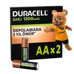 Duracell Şarj Edilebilir Pil AA Kalem (2'Li Paket), 1300 Mah Nimh, 2000 Sarj Döngüsü, Önceden Sarj Edilmiştir