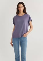 Düşük Omuz Mor Basic Tişört Regular Fit/Normal Kesim 1611649-70608