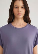 Düşük Omuz Mor Basic Tişört Regular Fit/Normal Kesim 1611649-70608