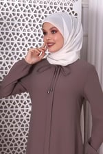 Düz Vizon Boyundan Bağcıklı Ferace 9229-22