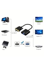 DVI To VGA Dönüştürücü HD 1080 P DVI Erkek 24+1 Pin VGA Dişi Video Kablosu HDTV PS3 PS4 PC İçin Siyah