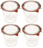 Dycica Weck Konserve Kavanozları 742 - Şeffaf Camdan Weck Kalıp Kavanozları - Çevre Dostu Konserve Kavanozu - Gıda Saklama Kapları Hava Geçirmez - 1/2 Litre Kavanoz Seti - Kapaklı 4'lü Paket