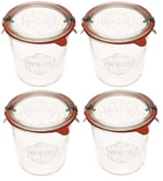 Dycica Weck Konserve Kavanozları 742 - Şeffaf Camdan Weck Kalıp Kavanozları - Çevre Dostu Konserve Kavanozu - Gıda Saklama Kapları Hava Geçirmez - 1/2 Litre Kavanoz Seti - Kapaklı 4'lü Paket