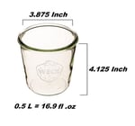 Dycica Weck Konserve Kavanozları 742 - Şeffaf Camdan Weck Kalıp Kavanozları - Çevre Dostu Konserve Kavanozu - Gıda Saklama Kapları Hava Geçirmez - 1/2 Litre Kavanoz Seti - Kapaklı 4'lü Paket