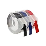 Dymo 3D Plastik Kabartma Şerit (9 mm x 3 mt), 3'lü Paket, Siyah/Kırmızı/Mavi - S0847750