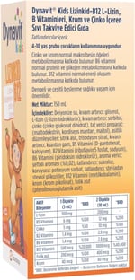 Dynavit Kids Lizinkid-B12 Şurup 150mL- Yemek Zamanı – Çocuk L-lizin Aminoasit Destek, B Vitamin, Krom, Çinko