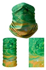 e taktik Multifunctional Green-Yellow Marbling Art Seamless Knitting UV+ Neckerwear Face Mask Headband Bandana Do Rag Hairband