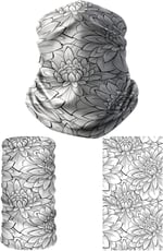 e taktik Multifunctional White Flowers Seamless Knitting UV+ Neckerwear Face Mask Headband Bandana Do Rag Hairband
