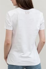 EA7 Kadın Bisiklet Yaka T-Shirt, Beyaz, L Beden