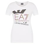 EA7 Kadın Bisiklet Yaka T-Shirt, Beyaz, L Beden