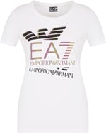 EA7 Kadın Bisiklet Yaka T-Shirt, Beyaz, L Beden