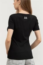 EA7 Kadın Bisiklet Yaka T-Shirt, Siyah, XL Beden