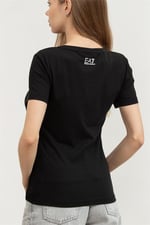 EA7 Kadın Bisiklet Yaka T-Shirt, Siyah, XL Beden