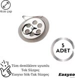 Easyso Çay Süzgeci 5'li Paket Her Demliğe Uyumlu Desire Plus Paslanmaz Çelik Çaydanlık Süzgeci