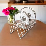 EceAksesuar Tabaklık Rafı- Tencere Kapak Düzenleyici-tabak Kurutmalık -10 Bölmeli Beyaz Stand beyaz 34 x 25