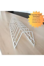 EceAksesuar Tabaklık Rafı- Tencere Kapak Düzenleyici-tabak Kurutmalık -10 Bölmeli Beyaz Stand beyaz 34 x 25