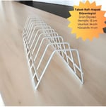 EceAksesuar Tabaklık Rafı- Tencere Kapak Düzenleyici-tabak Kurutmalık -10 Bölmeli Beyaz Stand beyaz 34 x 25
