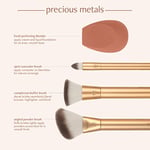 EcoTools Değerli Metaller Yüz Karışımı ve Şekillendirici Seti, Makyaj Fırça Seti, Temel Fırçası, Çevre Dostu Makyaj Fırça Seti, Geri Dönüşümlü Alüminyum, Krom, Hassas, 4 Parça Set