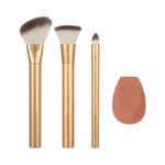 EcoTools Değerli Metaller Yüz Karışımı ve Şekillendirici Seti, Makyaj Fırça Seti, Temel Fırçası, Çevre Dostu Makyaj Fırça Seti, Geri Dönüşümlü Alüminyum, Krom, Hassas, 4 Parça Set