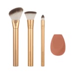 EcoTools Değerli Metaller Yüz Karışımı ve Şekillendirici Seti, Makyaj Fırça Seti, Temel Fırçası, Çevre Dostu Makyaj Fırça Seti, Geri Dönüşümlü Alüminyum, Krom, Hassas, 4 Parça Set