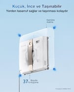 ECOVACS WINBOT Mini Cam Temizleme Robotu, Ultrasonik Çift Nozullu Püskürtme Sistemi, 9 Kademeli Güvenlik Koruması, Akıllı Rota Planlama Teknolojisi, 4 Temizlik Modu ve Kaymaz Güvenlik Sistemi