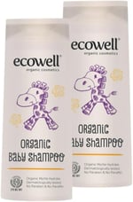 ECOWELL Bebek Saç & Vücut Şampuanı Set, Organik & Vegan Sertifikalı, Parabensiz Doğal Konak Önleyici 2x300ml