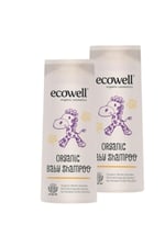 ECOWELL Bebek Saç & Vücut Şampuanı Set, Organik & Vegan Sertifikalı, Parabensiz Doğal Konak Önleyici 2x300ml