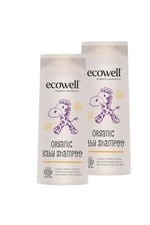 ECOWELL Bebek Saç & Vücut Şampuanı Set, Organik & Vegan Sertifikalı, Parabensiz Doğal Konak Önleyici 2x300ml