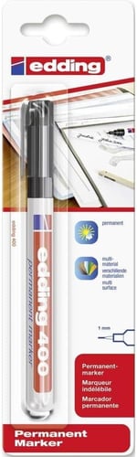 Edding 400 permanent markör - siyah - 1 kalem - 1 mm ince yuvarlak uçlu - suya dayanıklı